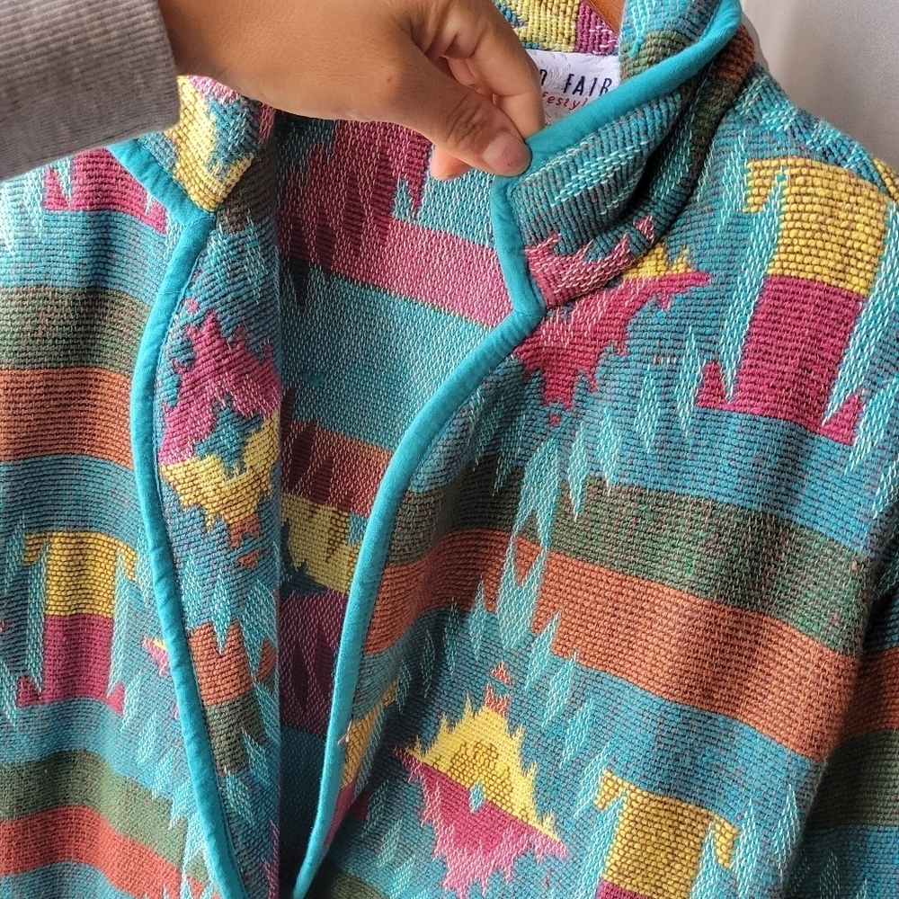 VTG Bedford Fair Womens Blazer Jacket L/XL? Woven Tapestry Southwestern Boho - Picture 9 of 11